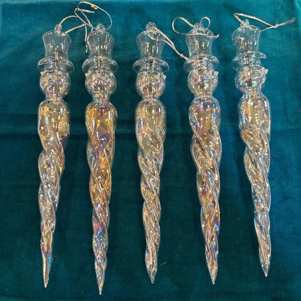Pier 1 Iridescent Snowman Icicle Ornaments Set of 5